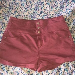 Burgundy High Waisted Shorts